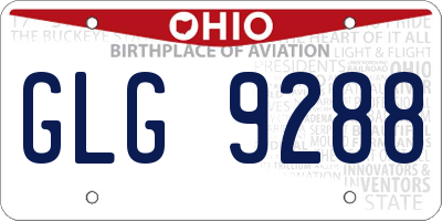 OH license plate GLG9288