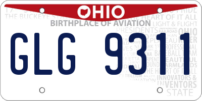 OH license plate GLG9311