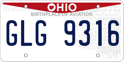 OH license plate GLG9316