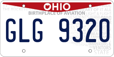 OH license plate GLG9320