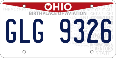OH license plate GLG9326