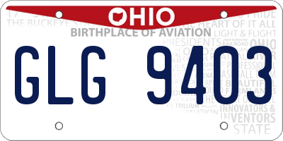 OH license plate GLG9403