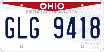 OH license plate GLG9418