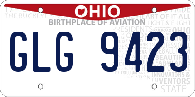 OH license plate GLG9423