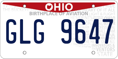 OH license plate GLG9647