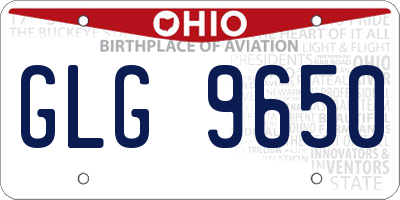 OH license plate GLG9650