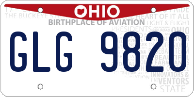OH license plate GLG9820