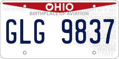 OH license plate GLG9837