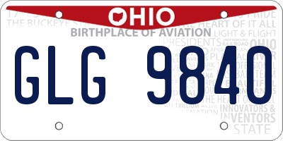 OH license plate GLG9840