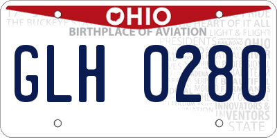 OH license plate GLH0280