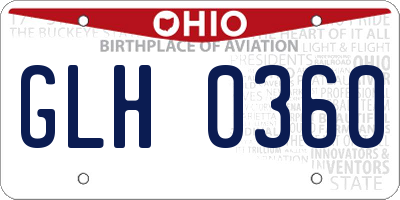 OH license plate GLH0360