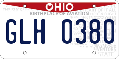 OH license plate GLH0380