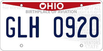 OH license plate GLH0920