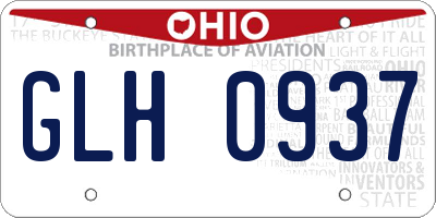 OH license plate GLH0937