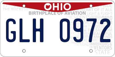 OH license plate GLH0972