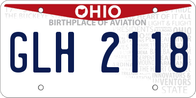 OH license plate GLH2118