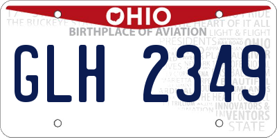 OH license plate GLH2349
