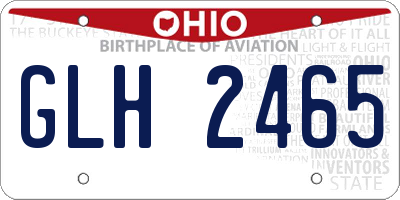 OH license plate GLH2465