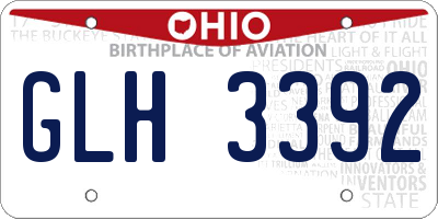 OH license plate GLH3392