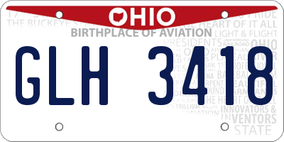 OH license plate GLH3418