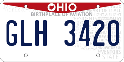 OH license plate GLH3420