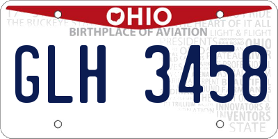 OH license plate GLH3458