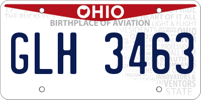 OH license plate GLH3463