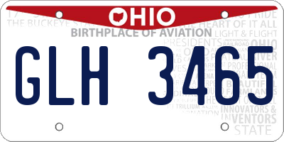 OH license plate GLH3465