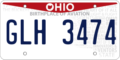 OH license plate GLH3474