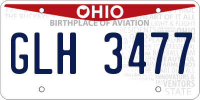 OH license plate GLH3477