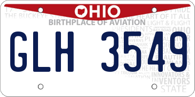 OH license plate GLH3549