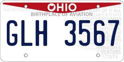 OH license plate GLH3567