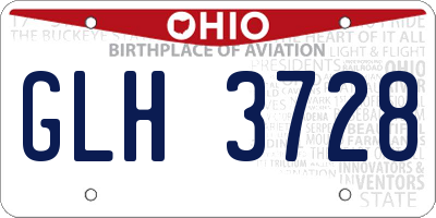 OH license plate GLH3728