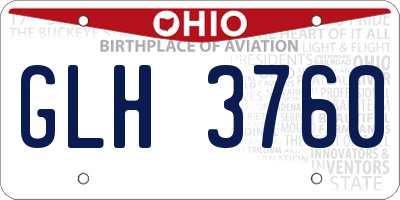 OH license plate GLH3760