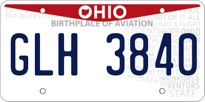 OH license plate GLH3840