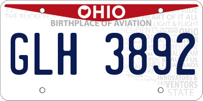 OH license plate GLH3892