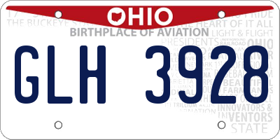 OH license plate GLH3928