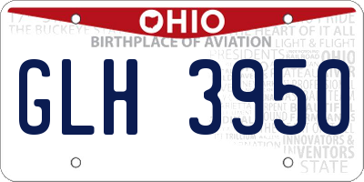OH license plate GLH3950