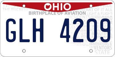 OH license plate GLH4209