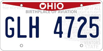 OH license plate GLH4725
