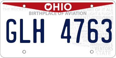 OH license plate GLH4763