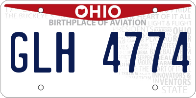OH license plate GLH4774