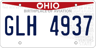 OH license plate GLH4937