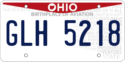 OH license plate GLH5218