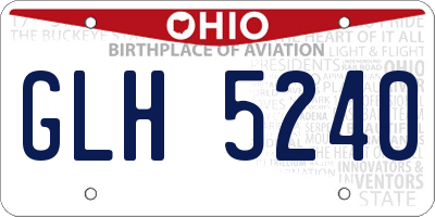OH license plate GLH5240