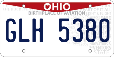 OH license plate GLH5380