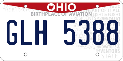 OH license plate GLH5388