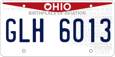 OH license plate GLH6013