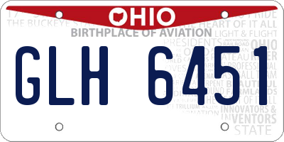 OH license plate GLH6451