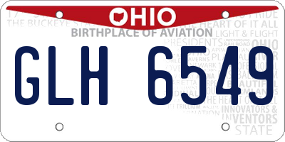 OH license plate GLH6549